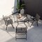 Costway Patio Folding Dining Chairs Set of 4 with Cozy Seat Fabric & Heavy-Duty Metal Frame Grey